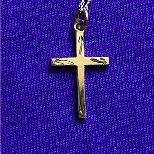14k Gold 21.5” Chain with 7/8” 10k Cross